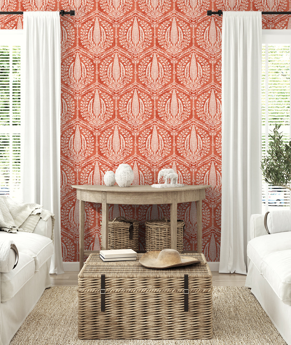 Seabrook Designs Summer House Cyrus Harvest Botanical Country Orange Matte  - SC21401