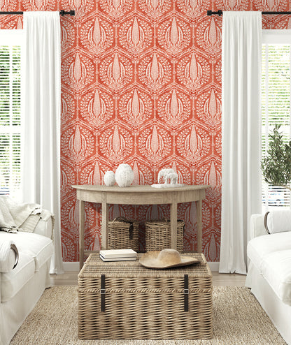 Seabrook Designs Summer House Cyrus Harvest Botanical Country Orange Matte  - SC21401
