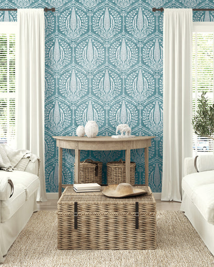 Seabrook Designs Summer House Cyrus Harvest Botanical Country Blue Matte  - SC21402