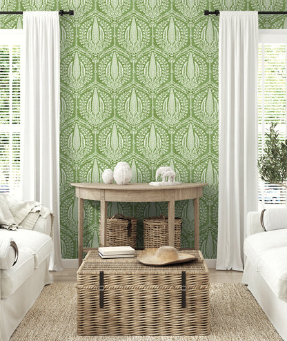 Seabrook Designs Summer House Cyrus Harvest Botanical Country Green Matte  - SC21404