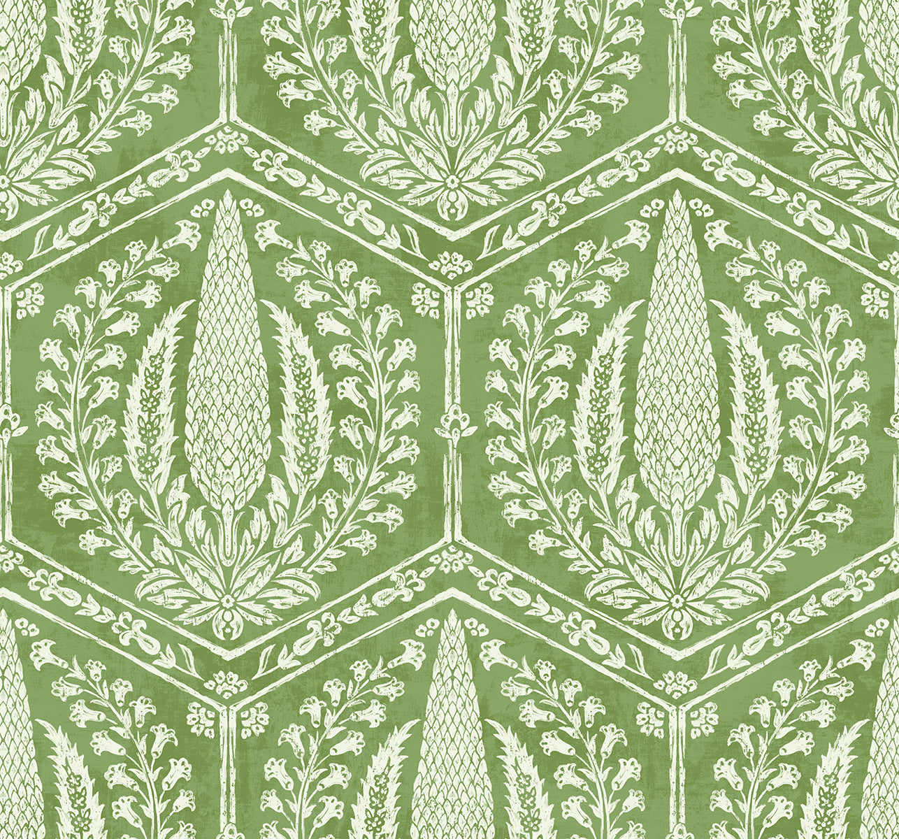 Seabrook Designs Summer House Cyrus Harvest Botanical Country Green Matte Sidewall - SC21404