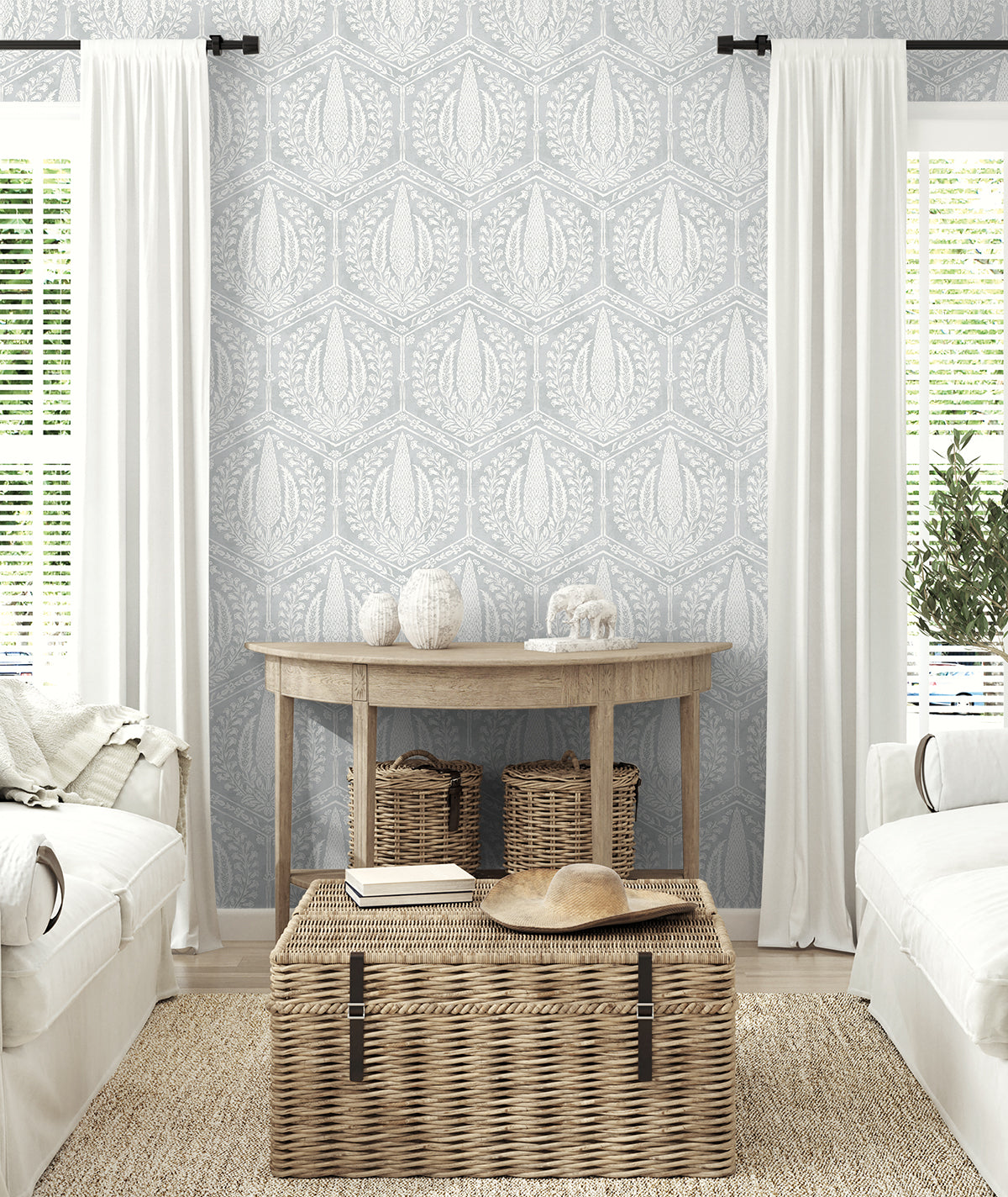 Seabrook Designs Summer House Cyrus Harvest Botanical Country Grey Matte  - SC21408