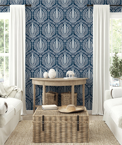 Seabrook Designs Summer House Cyrus Harvest Botanical Country Blue Matte  - SC21412