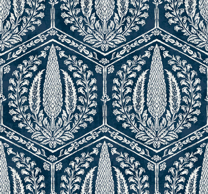 Seabrook Designs Summer House Cyrus Harvest Botanical Country Blue Matte  - SC21412