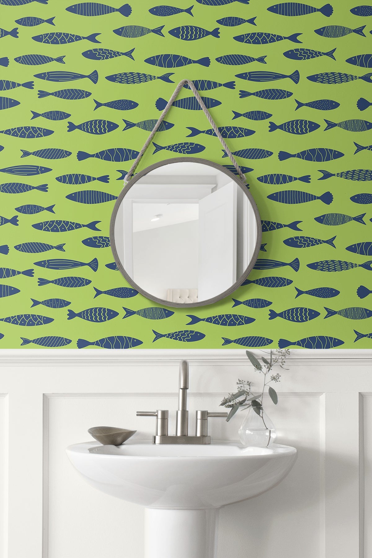 Seabrook Designs Summer House Bay Fish Animal Print Coastal Green Matte  - SC21504