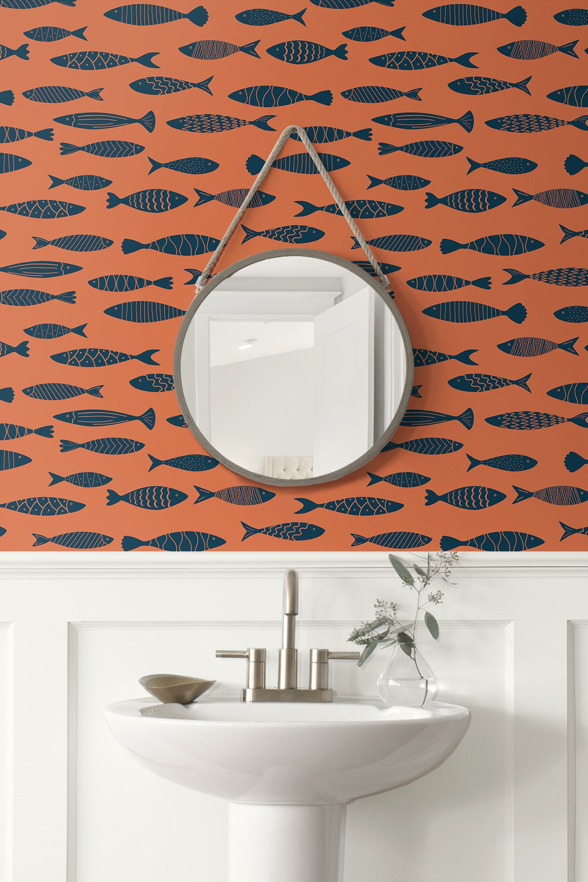 Seabrook Designs Summer House Bay Fish Animal Print Coastal Orange Matte  - SC21506