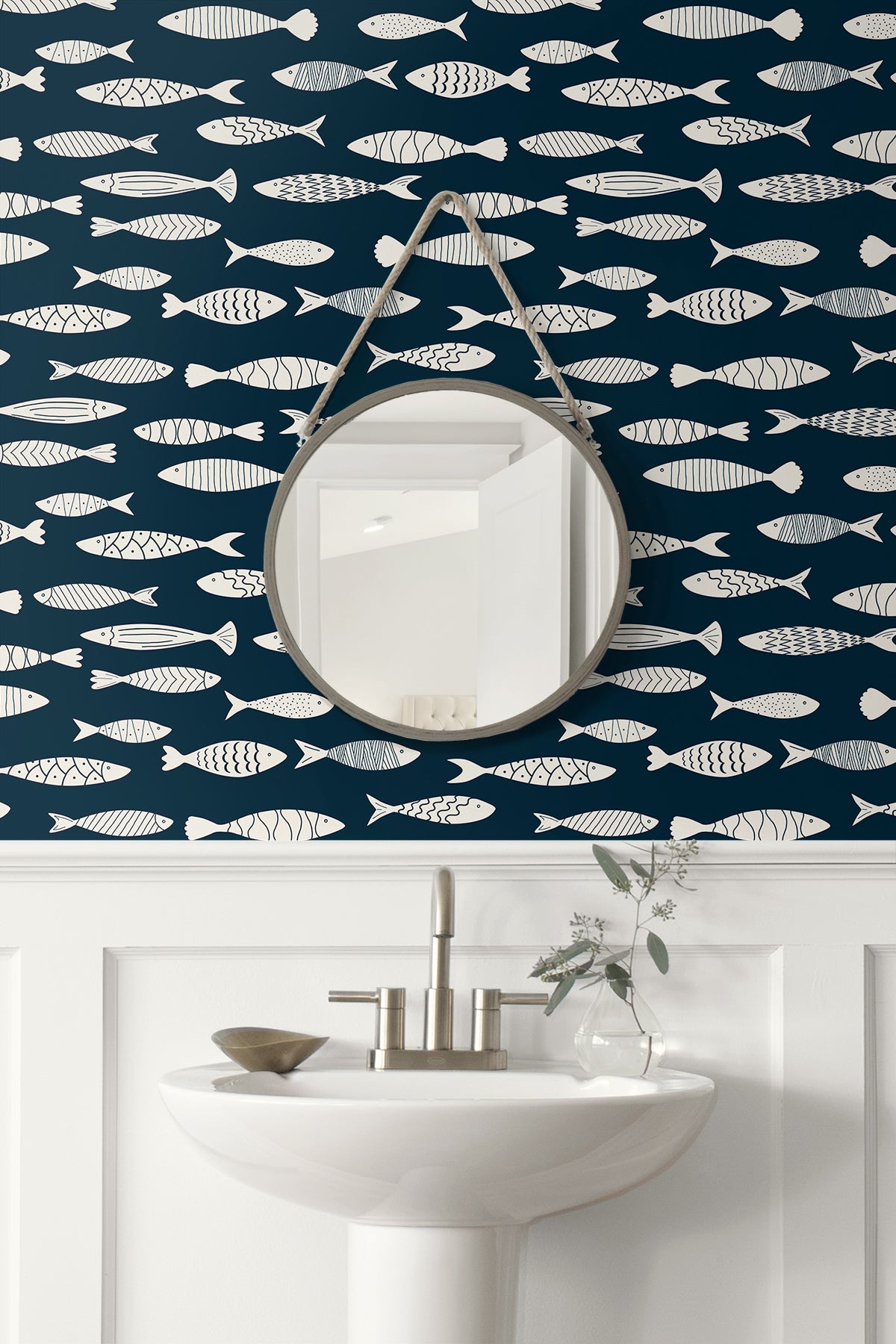 Seabrook Designs Summer House Bay Fish Animal Print Coastal Blue Matte  - SC21512