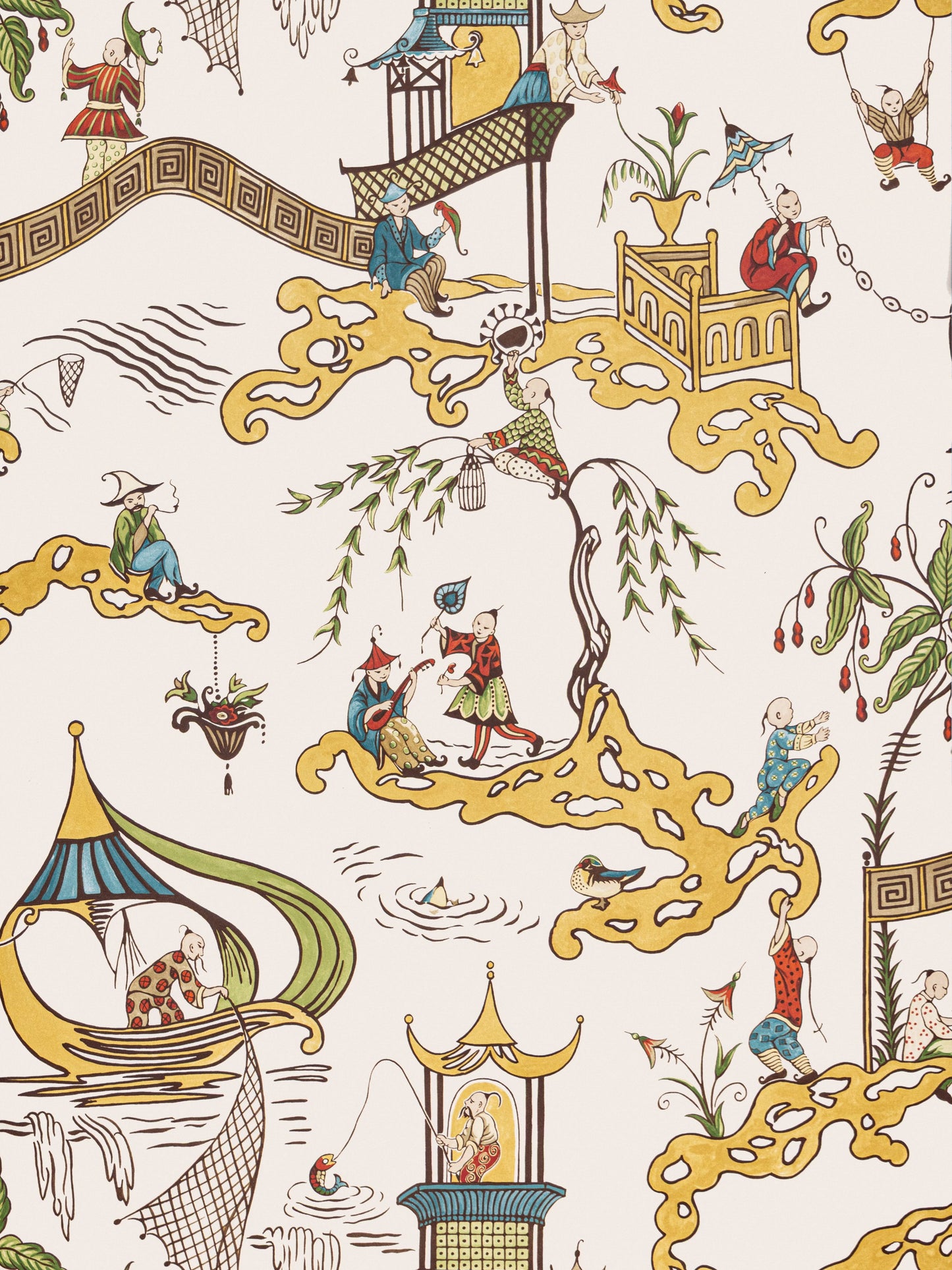 SCALAMANDRE PING - WALLCOVERING CHINOISERIE,SCENIC  CREAM MULTI   - SCWP16254D0001