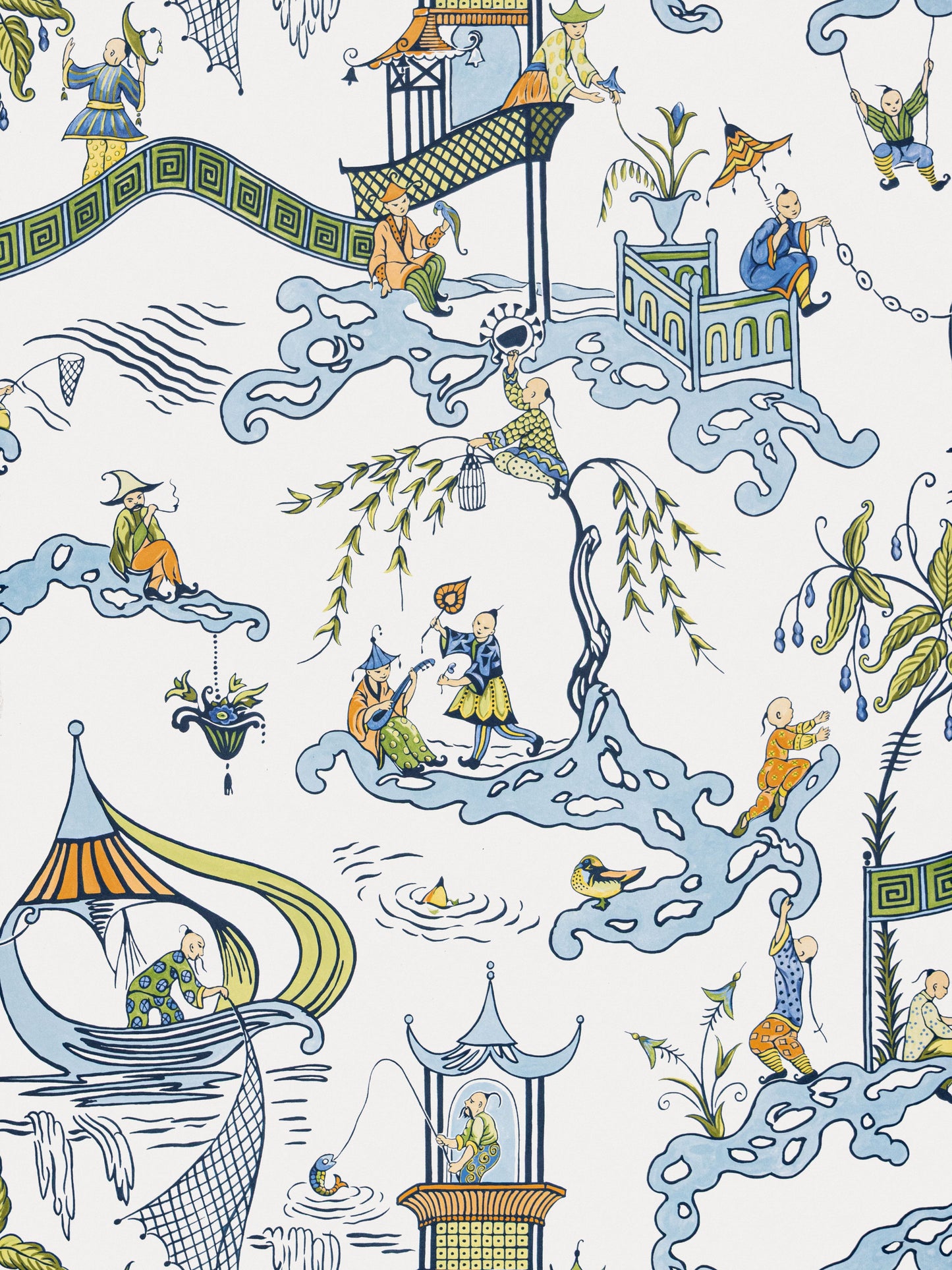 SCALAMANDRE PING - WALLCOVERING CHINOISERIE,SCENIC  CREAM SKY   - SCWP16254D0002