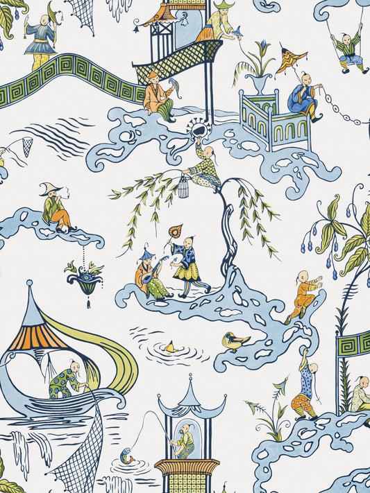 SCALAMANDRE PING - WALLCOVERING CHINOISERIE,SCENIC  CREAM SKY   - SCWP16254D0002