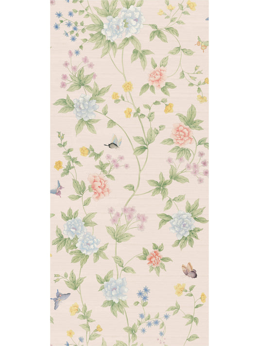 SCALAMANDRE LUOYANG GARDEN SISAL FLORAL  SMOKEY AMETHYST PINK   - SCWP88382D0004