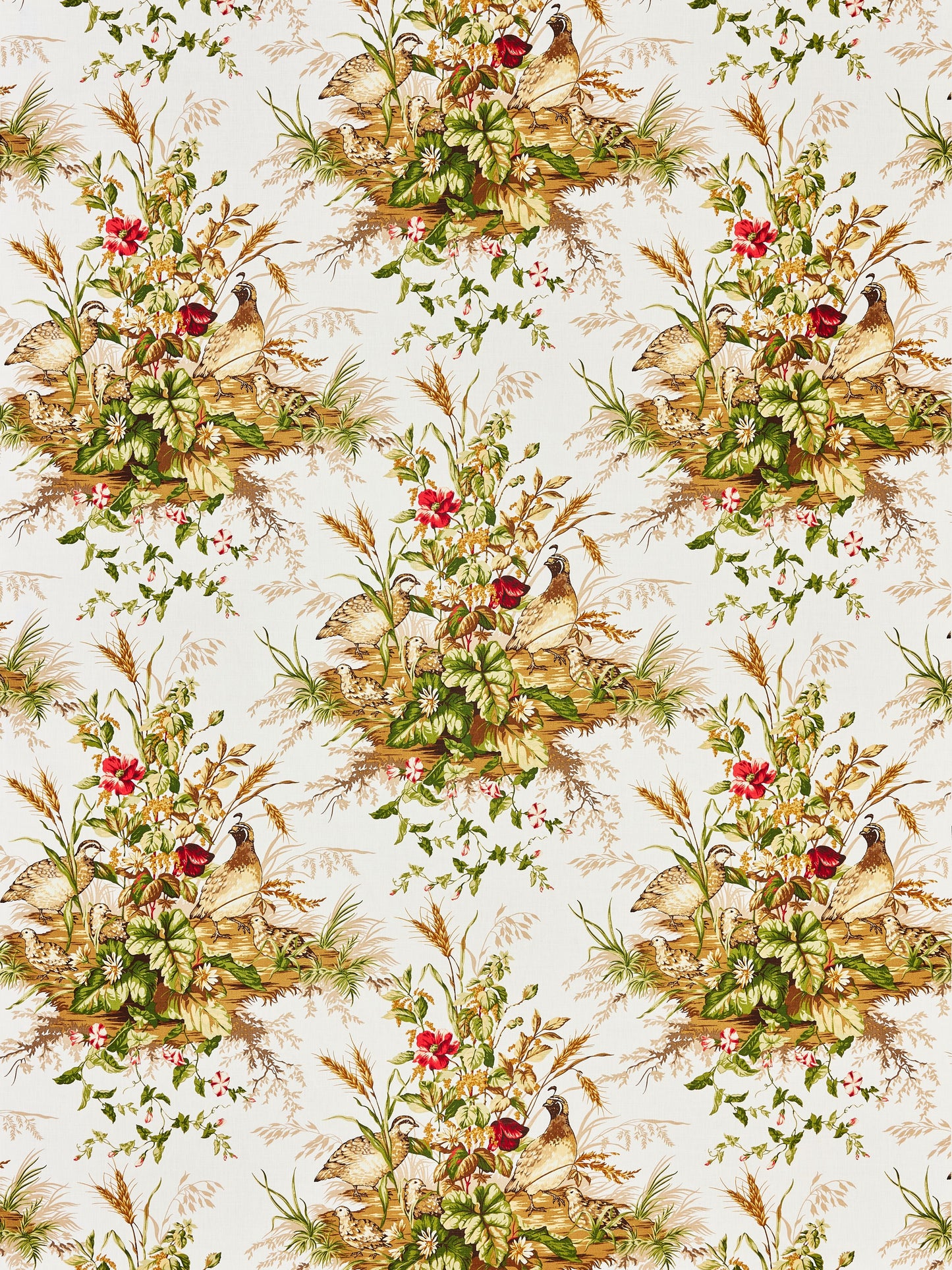 SCALAMANDRE  EDWIN'S COVEY LINEN PRINT FABRIC MULTI ON WHITE   - SC 000116310 NEW SKU # SC163100001