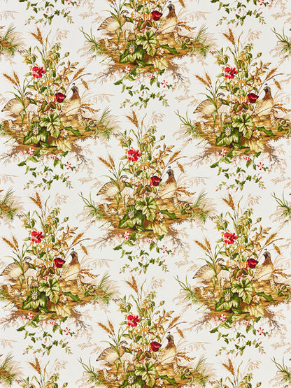 SCALAMANDRE  EDWIN'S COVEY LINEN PRINT FABRIC MULTI ON WHITE   - SC 000116310 NEW SKU # SC163100001