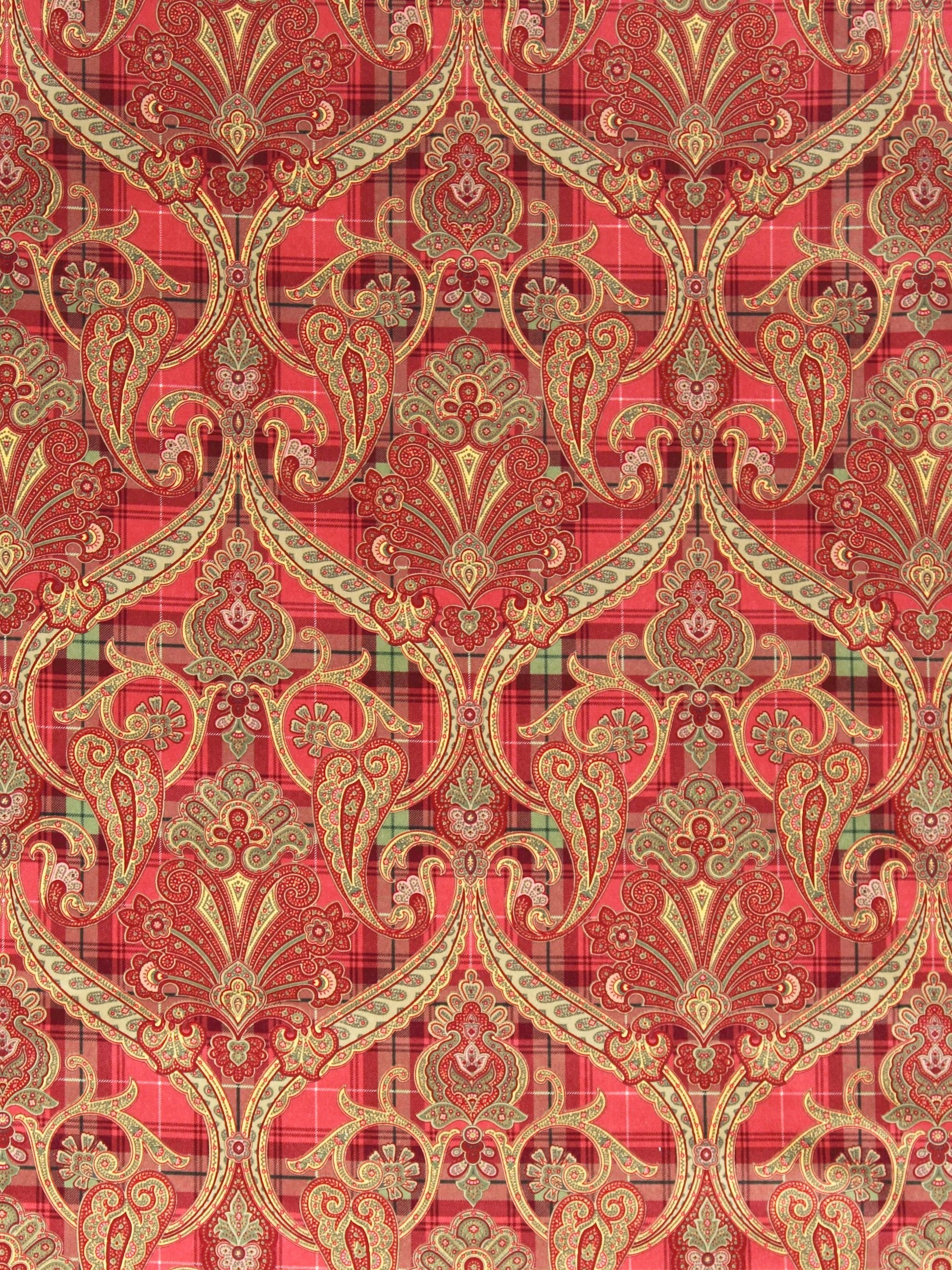 SCALAMANDRE  HIGHLAND FLING PRINTED VELVET FABRIC REDS & PINK   - SC 000116316