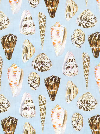 SCALAMANDRE  COQUINA LINEN PRINT FABRIC MULTI ON SEA BLUE   - SC 000116397 NEW SKU # SC163970001