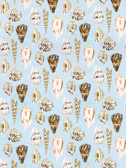 SCALAMANDRE  COQUINA LINEN PRINT FABRIC MULTI ON SEA BLUE   - SC 000116397 NEW SKU # SC163970001