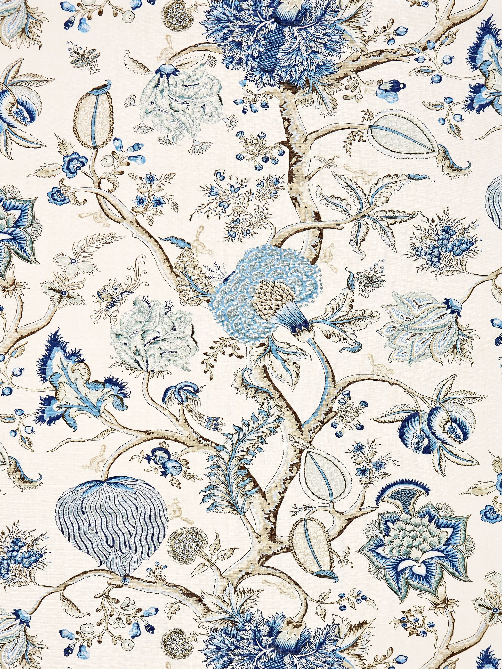 SCALAMANDRE  PONDICHERRY LINEN PRINT FABRIC DELFT   - SC 000116556