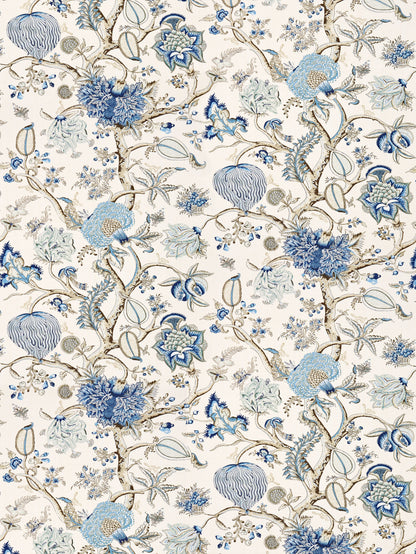 SCALAMANDRE  PONDICHERRY LINEN PRINT FABRIC DELFT   - SC 000116556 NEW SKU # SC165560001