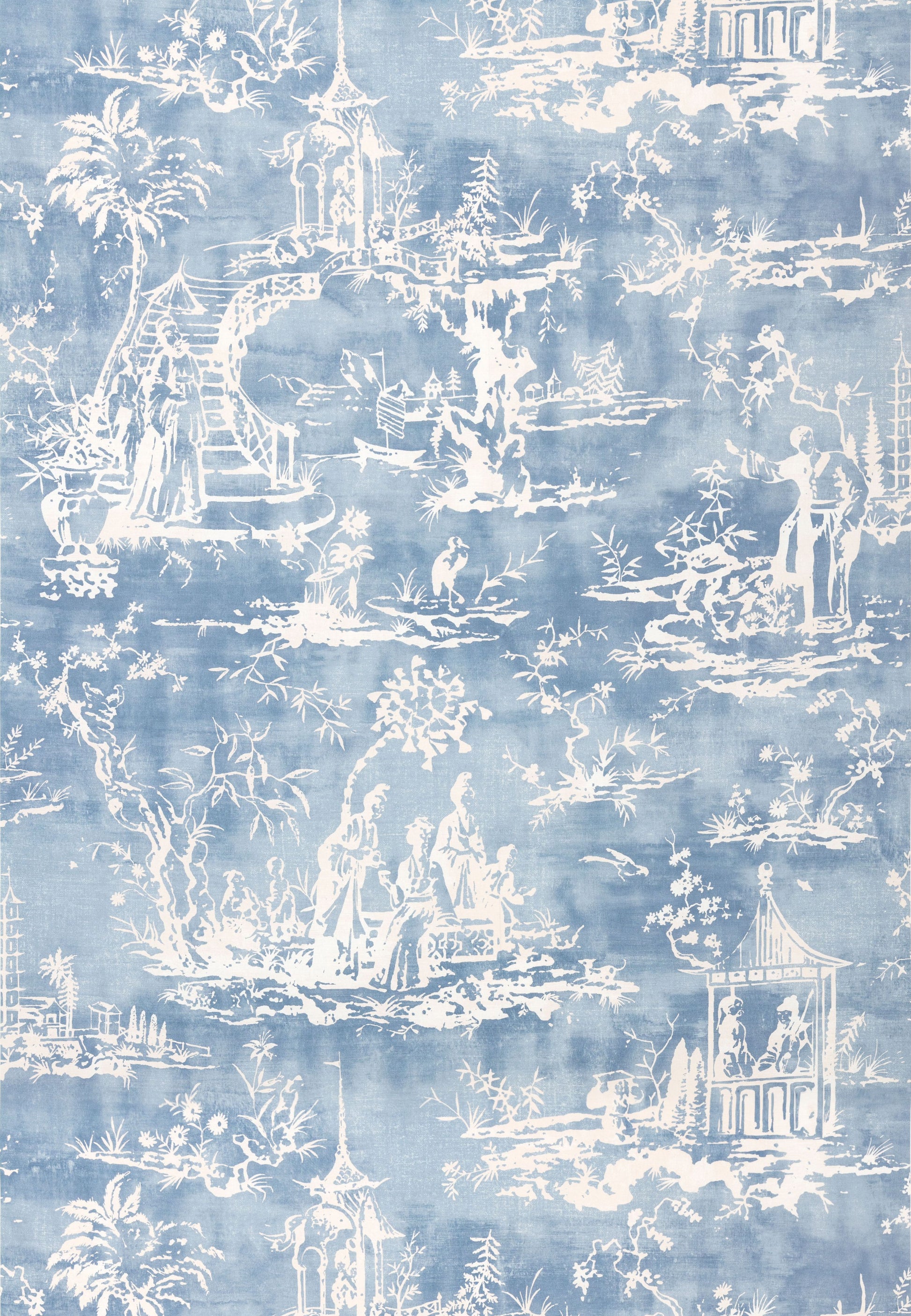 SCALAMANDRE  SUMMER PALACE PRINT FABRIC SKY   - SC 000116561