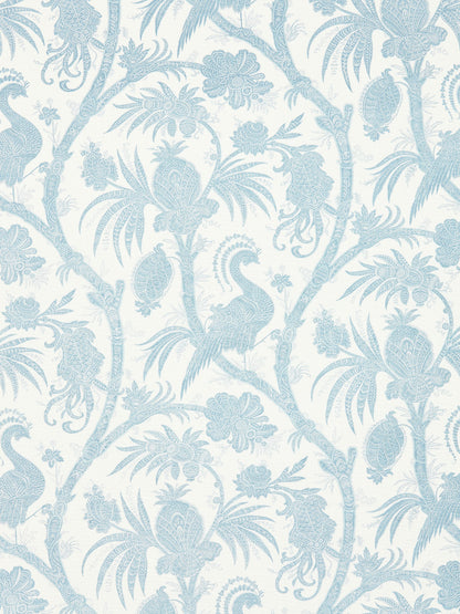 SCALAMANDRE  BALINESE PEACOCK LINEN PRINT FABRIC SKY   - SC 000116575 NEW SKU # SC165750001