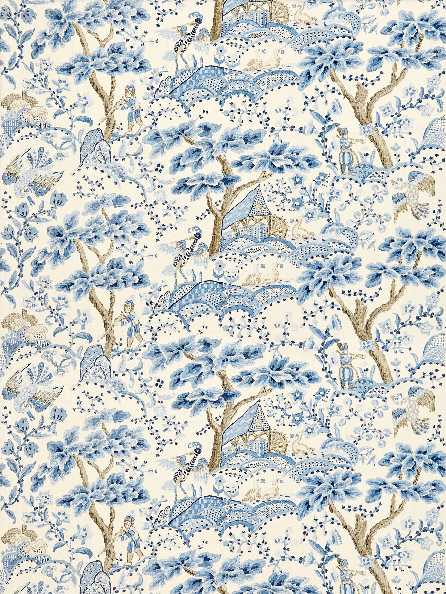 SCALAMANDRE  KELMESCOTT HAND BLOCK PRINT FABRIC PORCELAIN   - SC 000116590