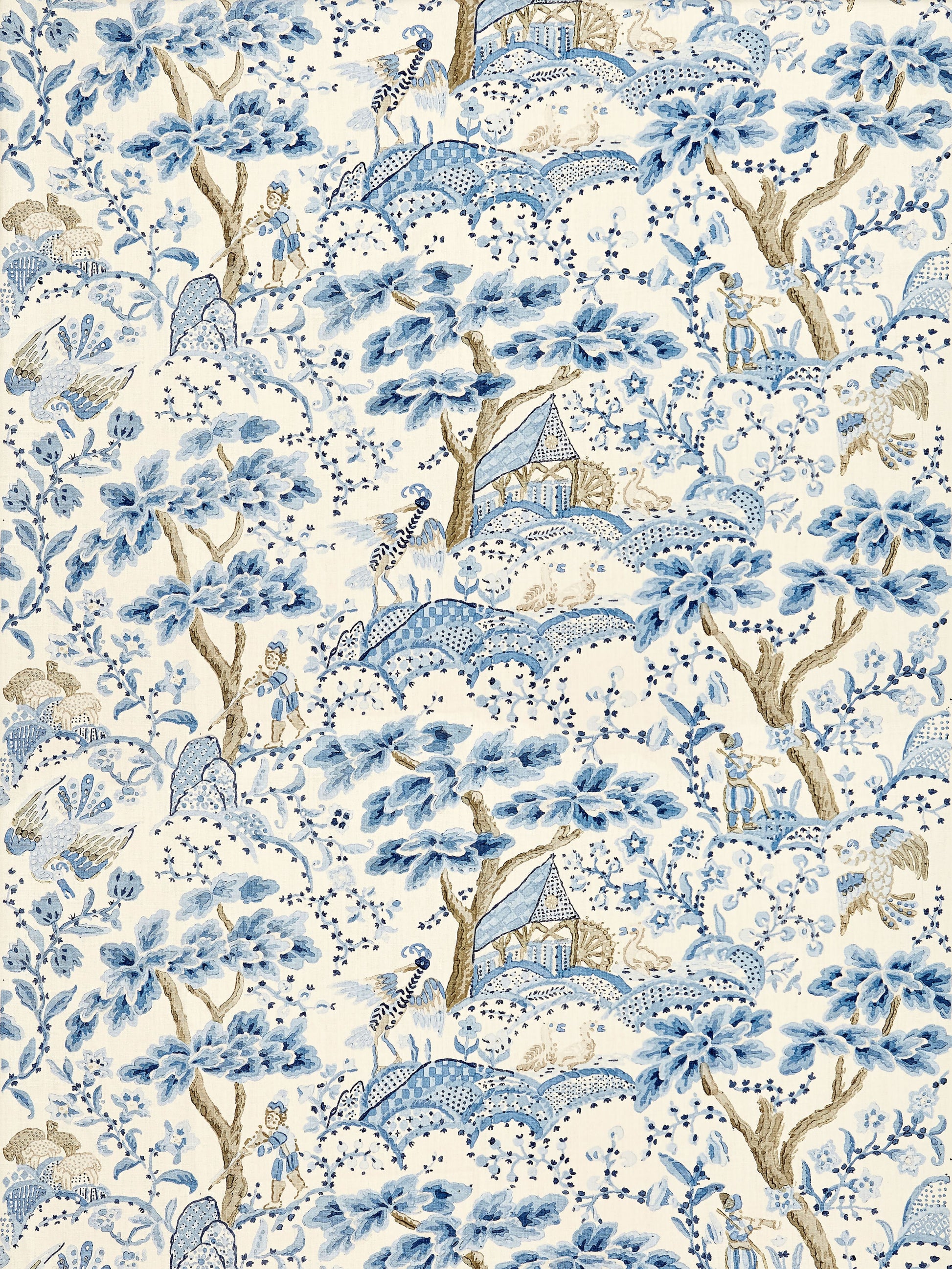 SCALAMANDRE  KELMESCOTT HAND BLOCK PRINT FABRIC PORCELAIN   - SC 000116590