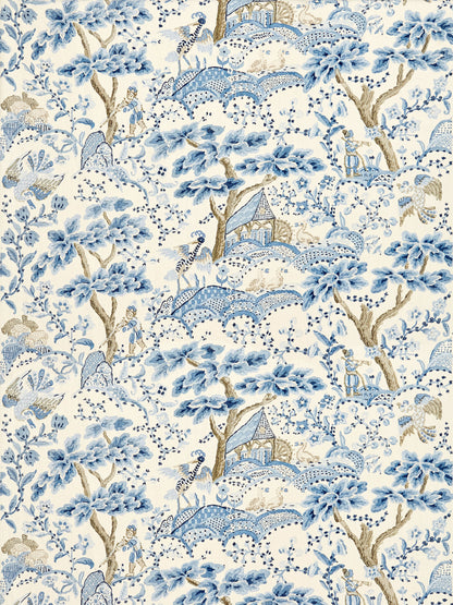 SCALAMANDRE  KELMESCOTT HAND BLOCK PRINT FABRIC PORCELAIN   - SC 000116590 NEW SKU # SC165900001