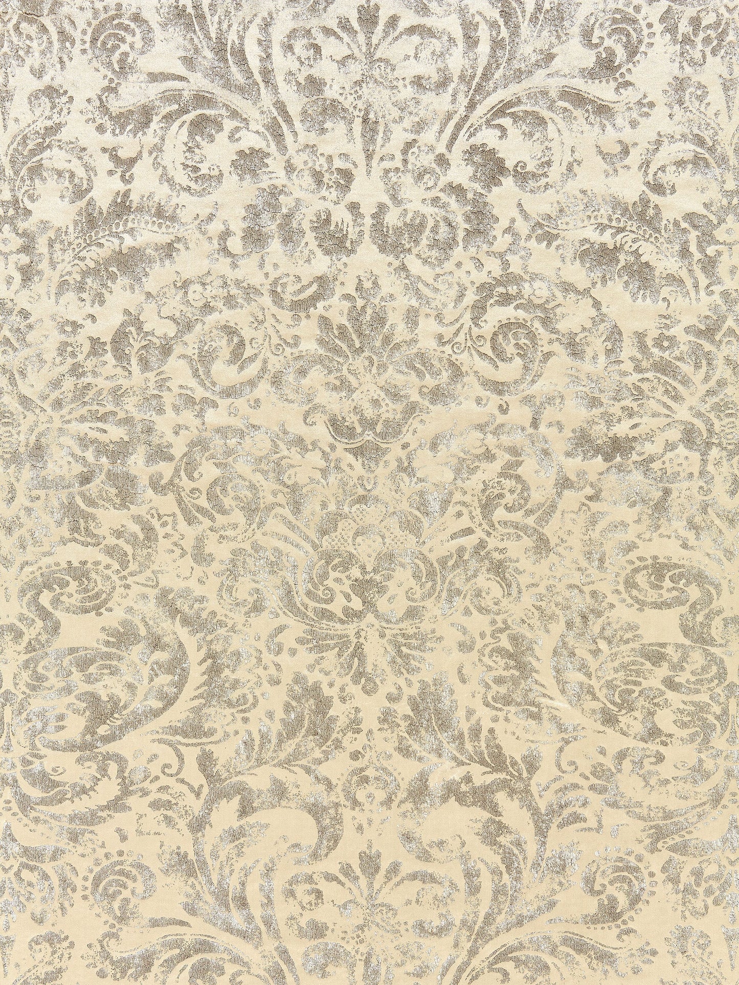 SCALAMANDRE  PALLADIO VELVET DAMASK FABRIC ANTIQUE SILVER   - SC 000116592