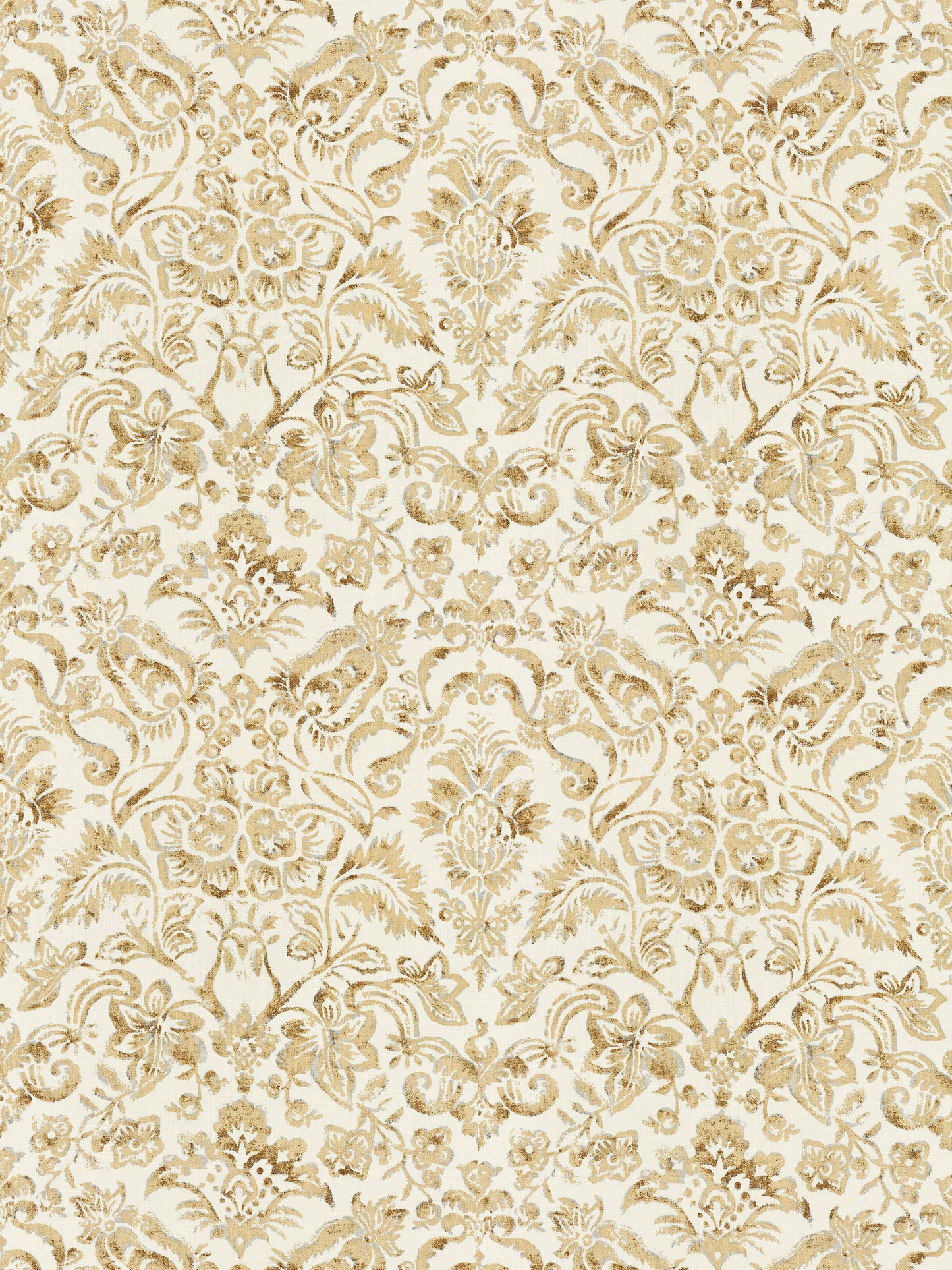 SCALAMANDRE  MANSFIELD DAMASK PRINT FABRIC IVORY & BURNISHED GOLD   - SC 000116598 NEW SKU # SC165980001