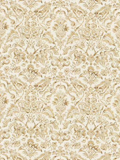 SCALAMANDRE  MANSFIELD DAMASK PRINT FABRIC IVORY & BURNISHED GOLD   - SC 000116598 NEW SKU # SC165980001