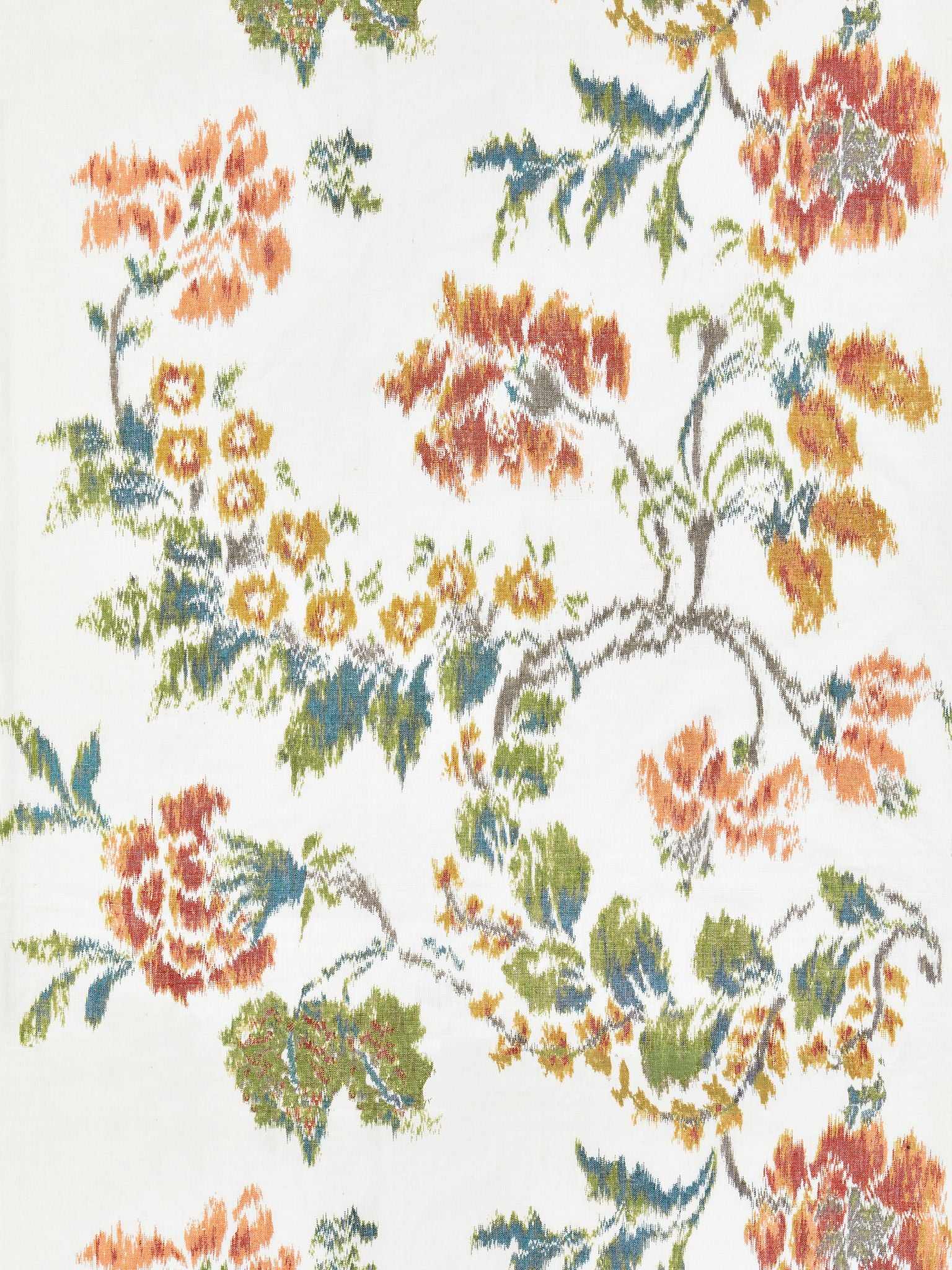 SCALAMANDRE  KEW GARDENS WARP PRINT FABRIC MULTI ON IVORY   - SC 000116611