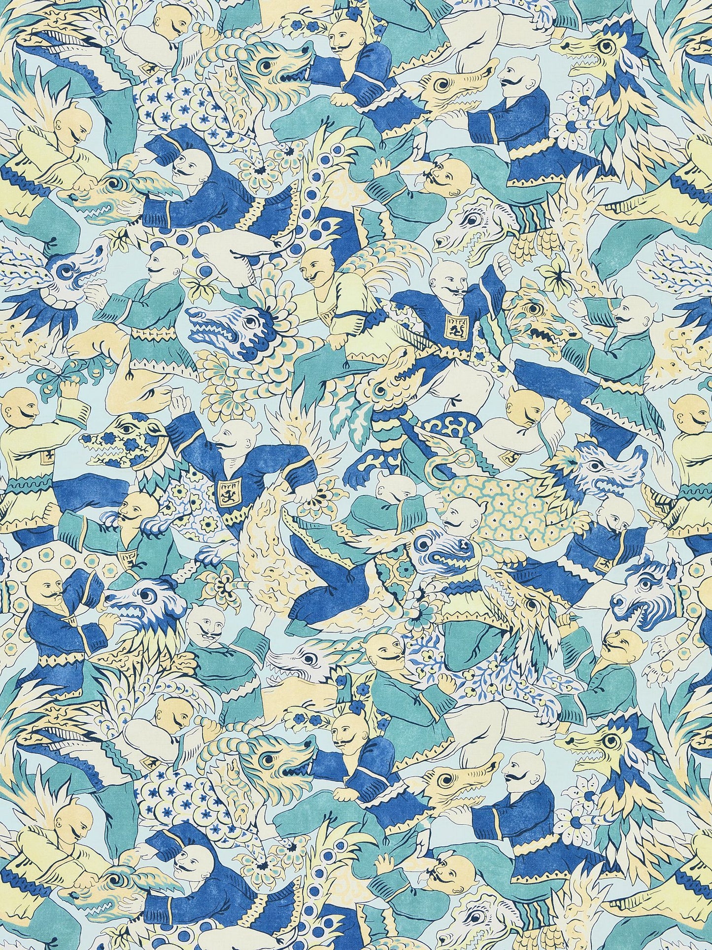 SCALAMANDRE  DRAGON DANCE FABRIC SUMMER SAGE   - SC 000116612