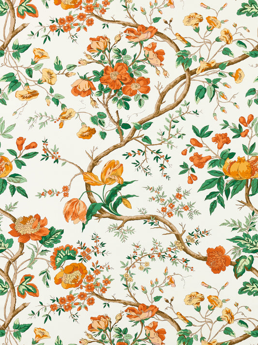 SCALAMANDRE  PERSEPHONE PRINT FABRIC PERSIMMON   - SC 000116651