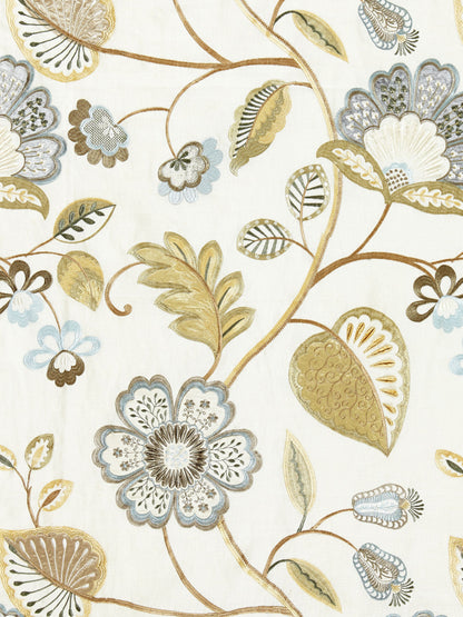 SCALAMANDRE  WILLOWOOD EMBROIDERY FABRIC SUMMER SAGE   - SC 000127071 NEW SKU # SC270710001
