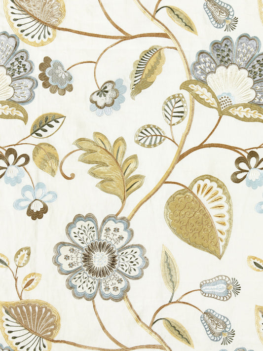 SCALAMANDRE  WILLOWOOD EMBROIDERY FABRIC SUMMER SAGE   - SC 000127071