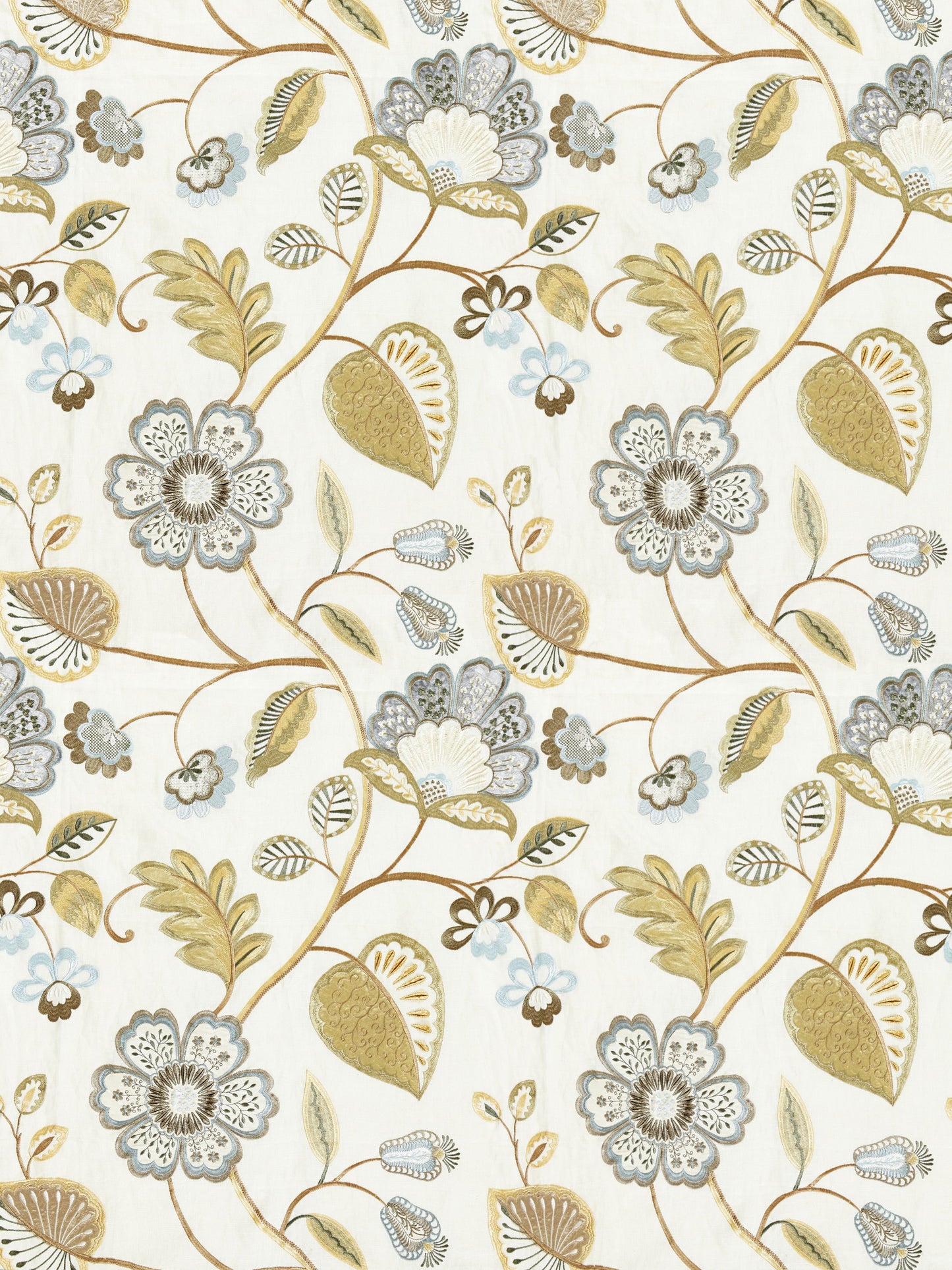 SCALAMANDRE  WILLOWOOD EMBROIDERY FABRIC SUMMER SAGE   - SC 000127071 NEW SKU # SC270710001