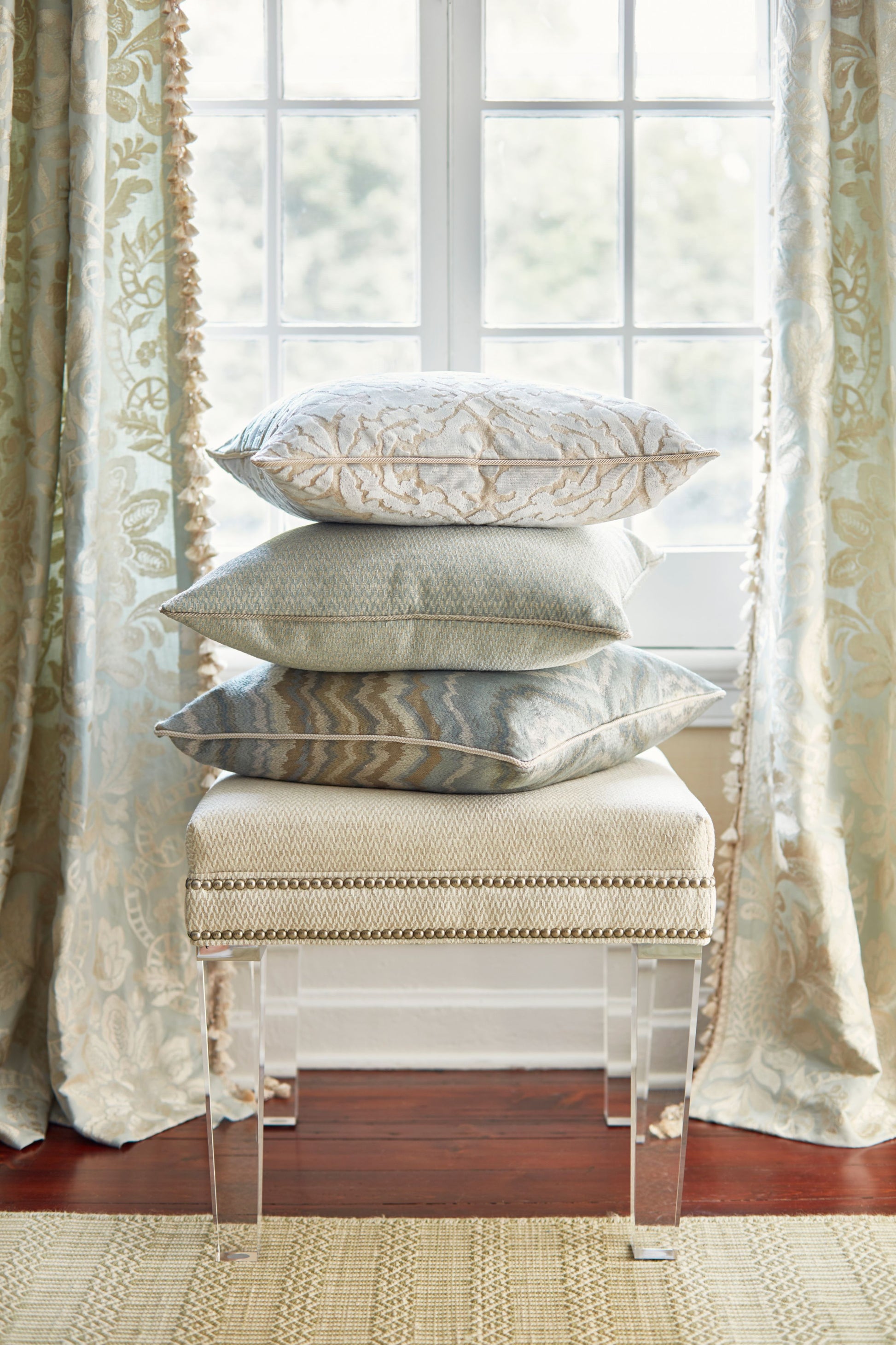 Cortona chenille fabric swatch in alabaster with a soft textured weave