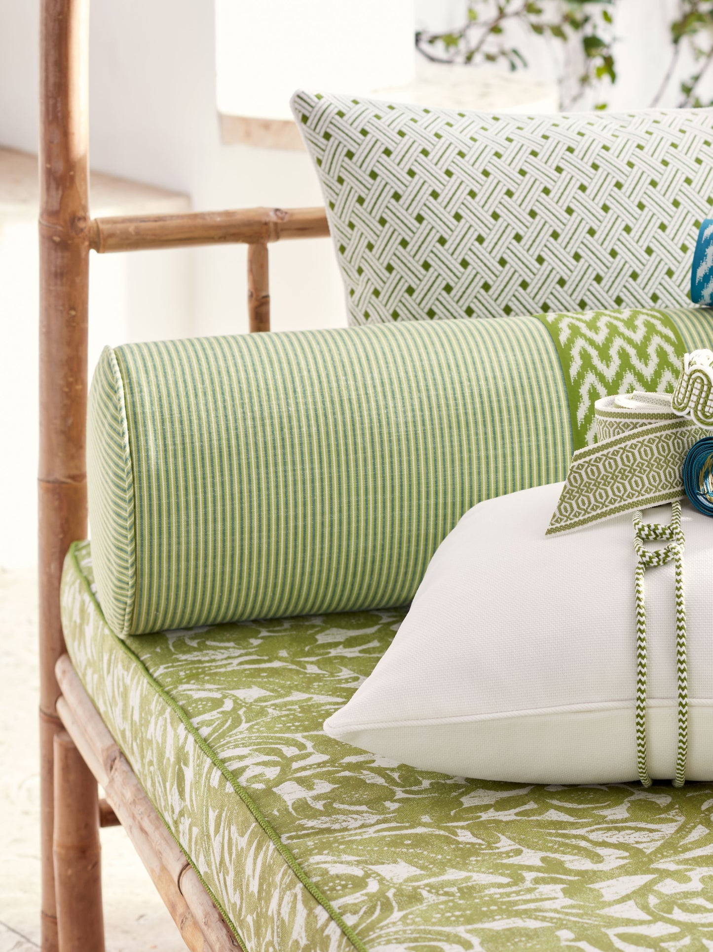 SCALAMANDRE  TISBURY STRIPE FABRIC FERN   - SC 000127109 NEW SKU # SC271090001