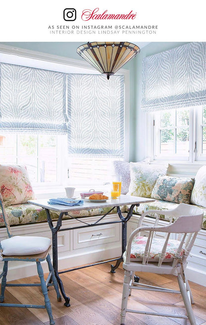 SCALAMANDRE  WILLOW VINE EMBROIDERY FABRIC AQUAMARINE   - SC 000127125 NEW SKU # SC271250001