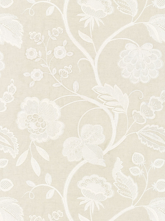 SCALAMANDRE  KENSINGTON EMBROIDERY FABRIC FLAX   - SC 000127151