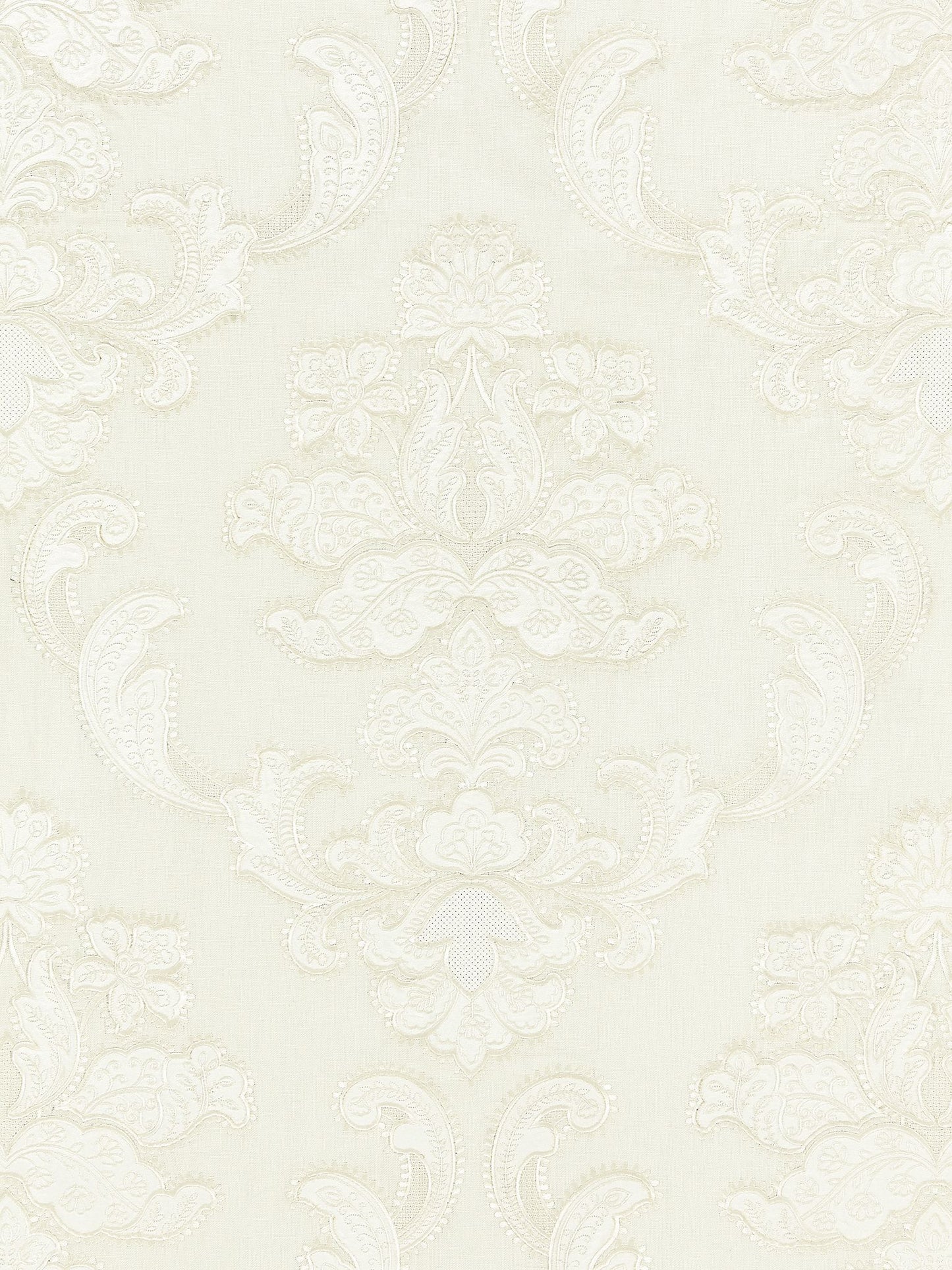 SCALAMANDRE  CORNELIA DAMASK EMBROIDERY FABRIC IVORY   - SC 000127160