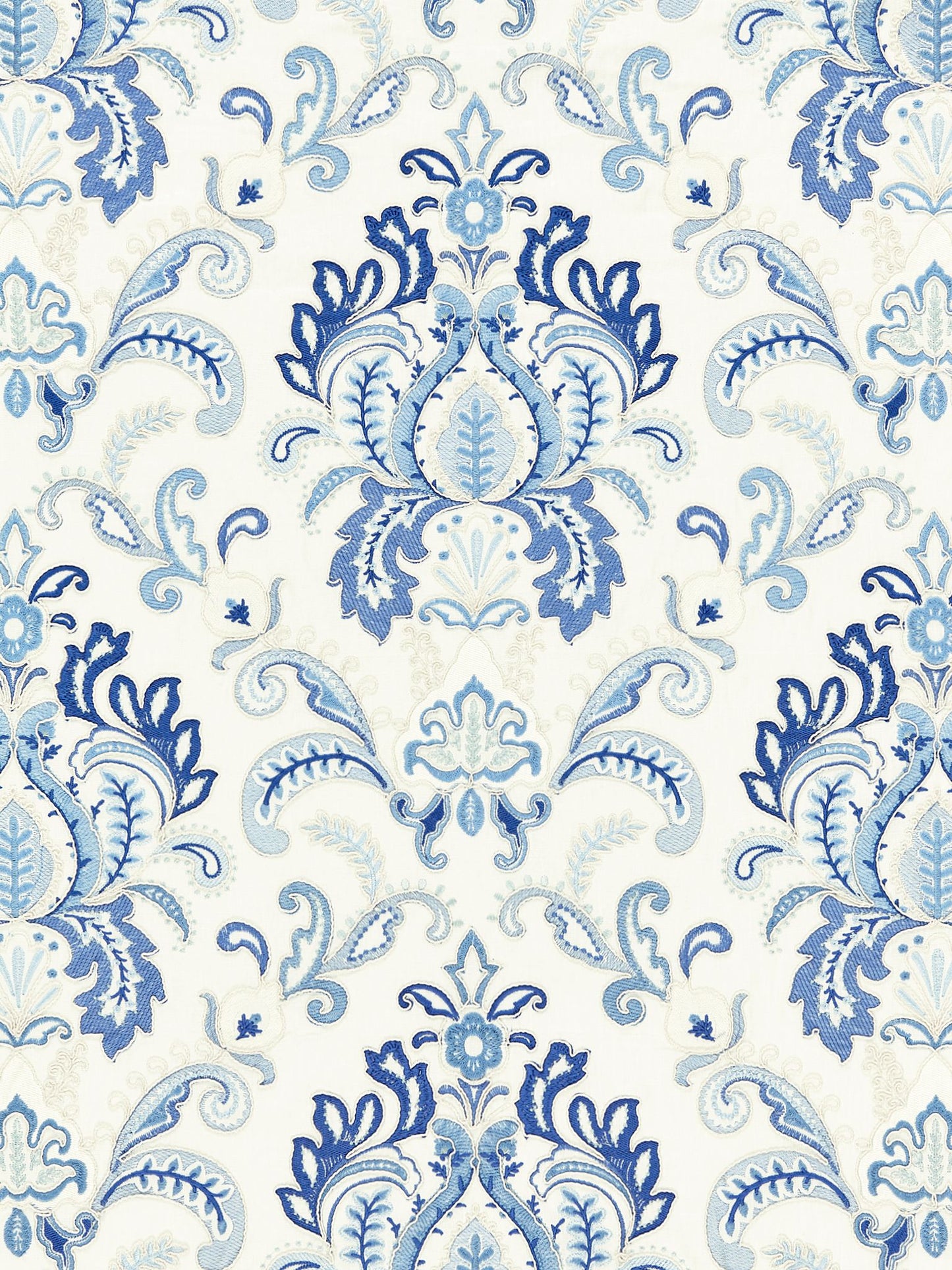 SCALAMANDRE  AVA DAMASK EMBROIDERY FABRIC PORCELAIN   - SC 000127164