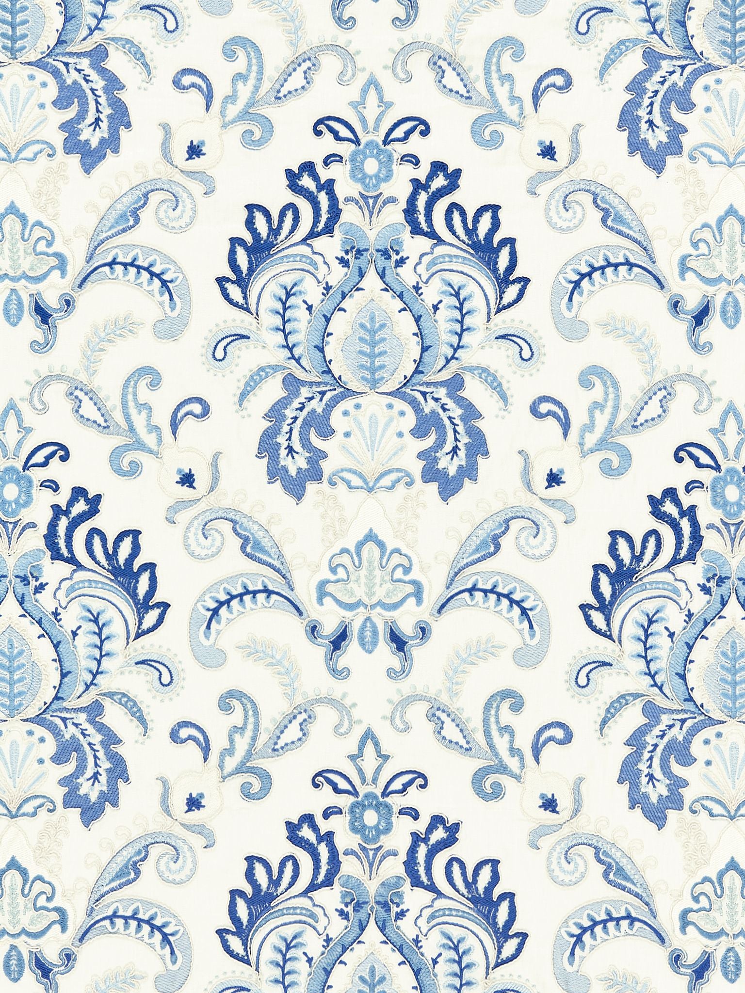 SCALAMANDRE  AVA DAMASK EMBROIDERY FABRIC PORCELAIN   - SC 000127164