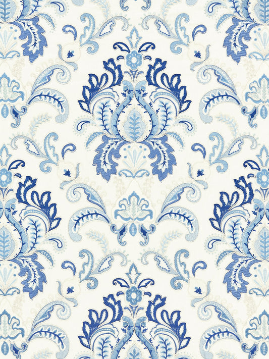 SCALAMANDRE  AVA DAMASK EMBROIDERY FABRIC PORCELAIN   - SC 000127164