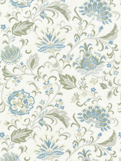 SCALAMANDRE  DELPHINE EMBROIDERY FABRIC SUMMER SAGE   - SC 000127173 NEW SKU # SC271730001