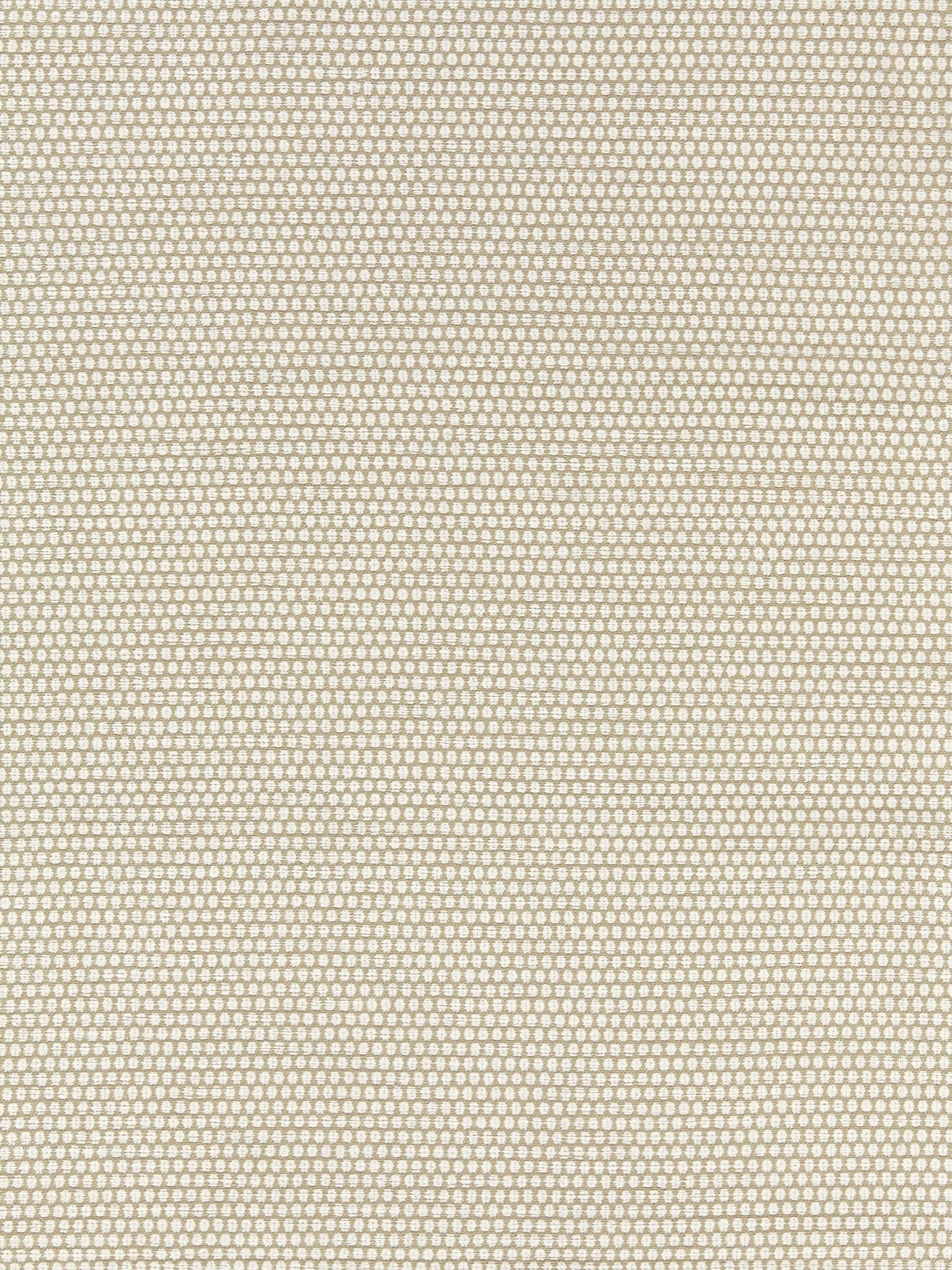 Beige textured fabric with tiny white dot pattern in soft, subtle stripes; upholstery textile.