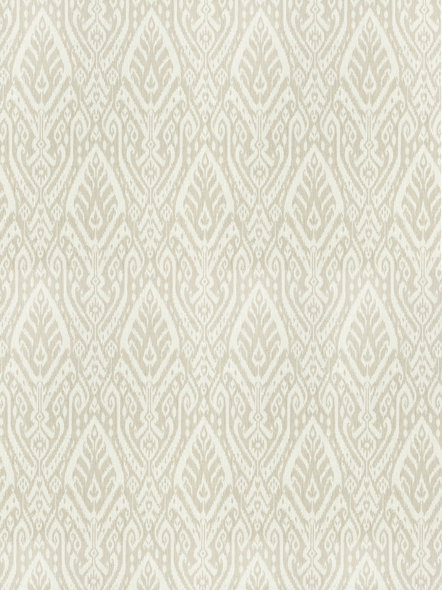 Cream-beige Ikat-patterned linen fabric; suitable for upholstery or wallpaper.
