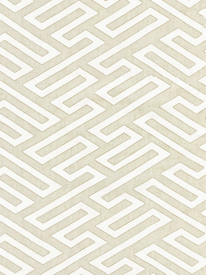 SCALAMANDRE  CANTON FRET APPLIQUE FABRIC LINEN   - SC 000127218 NEW SKU # SC272180001