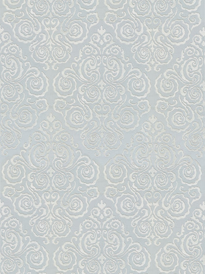 SCALAMANDRE  CIRRUS VELVET DAMASK FABRIC MIST   - SC 000127219 NEW SKU # SC272190001