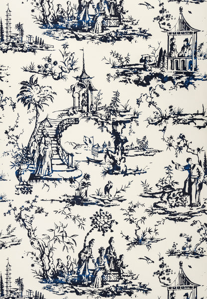 SCALAMANDRE  SUMMER PALACE CHINOISERIE 
SCENIC 
TOILE PORCELAIN   - SC 0001WP88357 NEW SKU # SCWP883570001